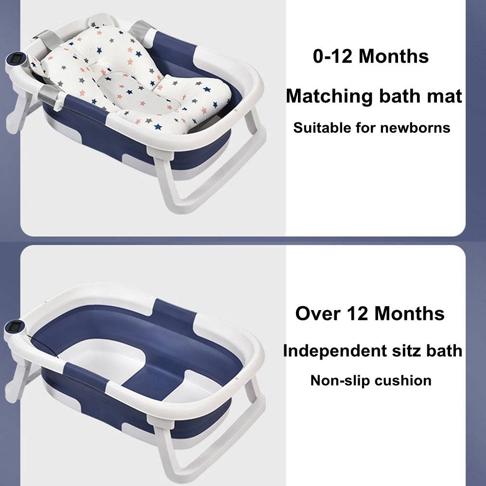 COOLBABY WQSJ-ZDZP01 Foldable Baby Bathtub with Temperature Sensor - COOLBABY