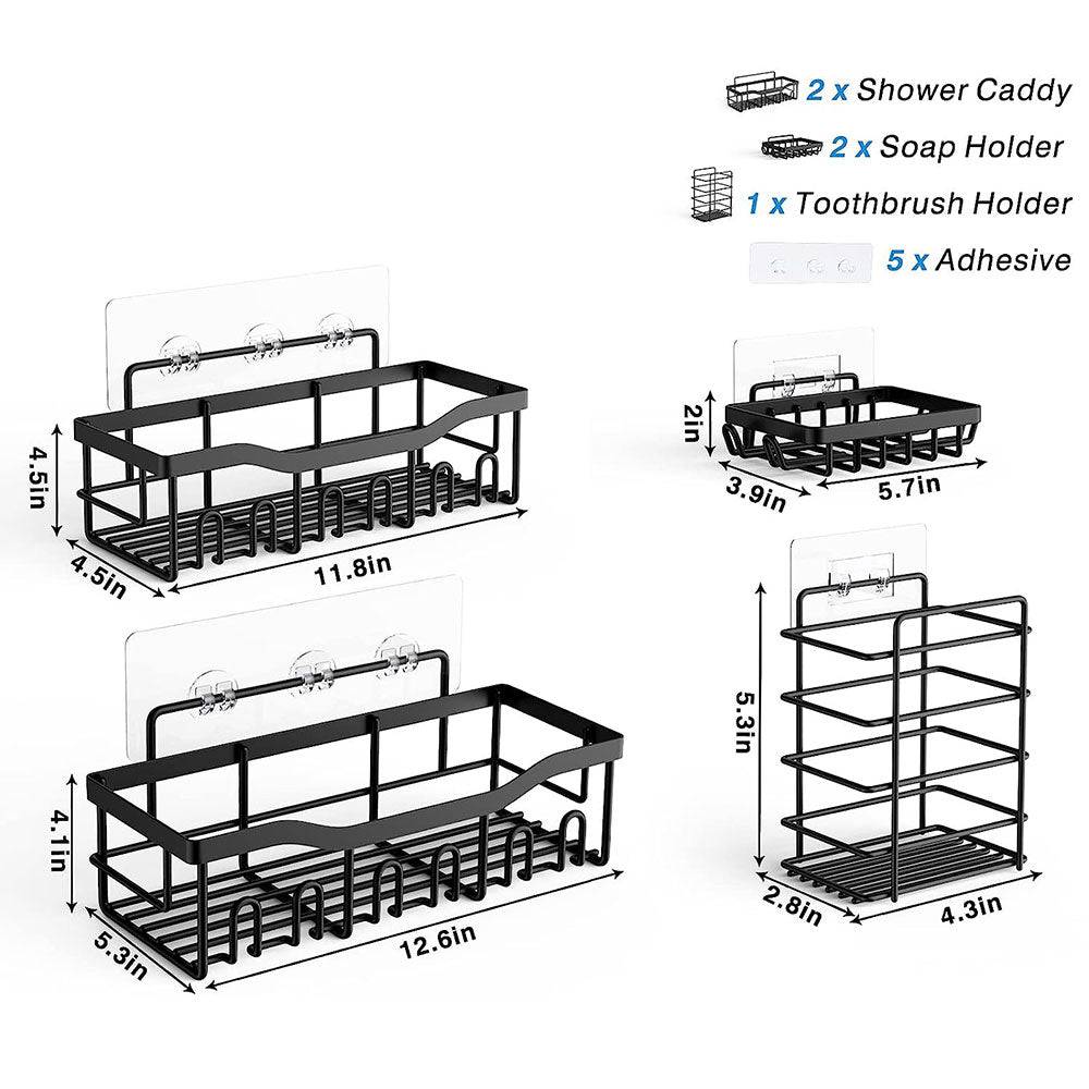 COOLBABY WQSJ-ZWJ01 5 Pack Adhesive Shower Organizer for Bathroom Storage&Home Decor&Kitchen - COOLBABY