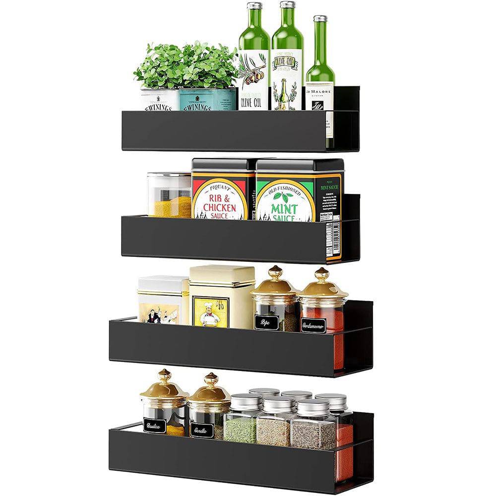 COOLBABY WQSJ-ZWJ02 4 Pack Magnetic Spice Rack Shelf,Moveable Fridge Magnetic Spice Racks - COOLBABY