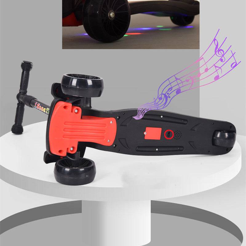 COOLBABY XHB Kid' Scooter 3 Wheels Big Pedal Foldable Scooter With Music LED light - COOL BABY