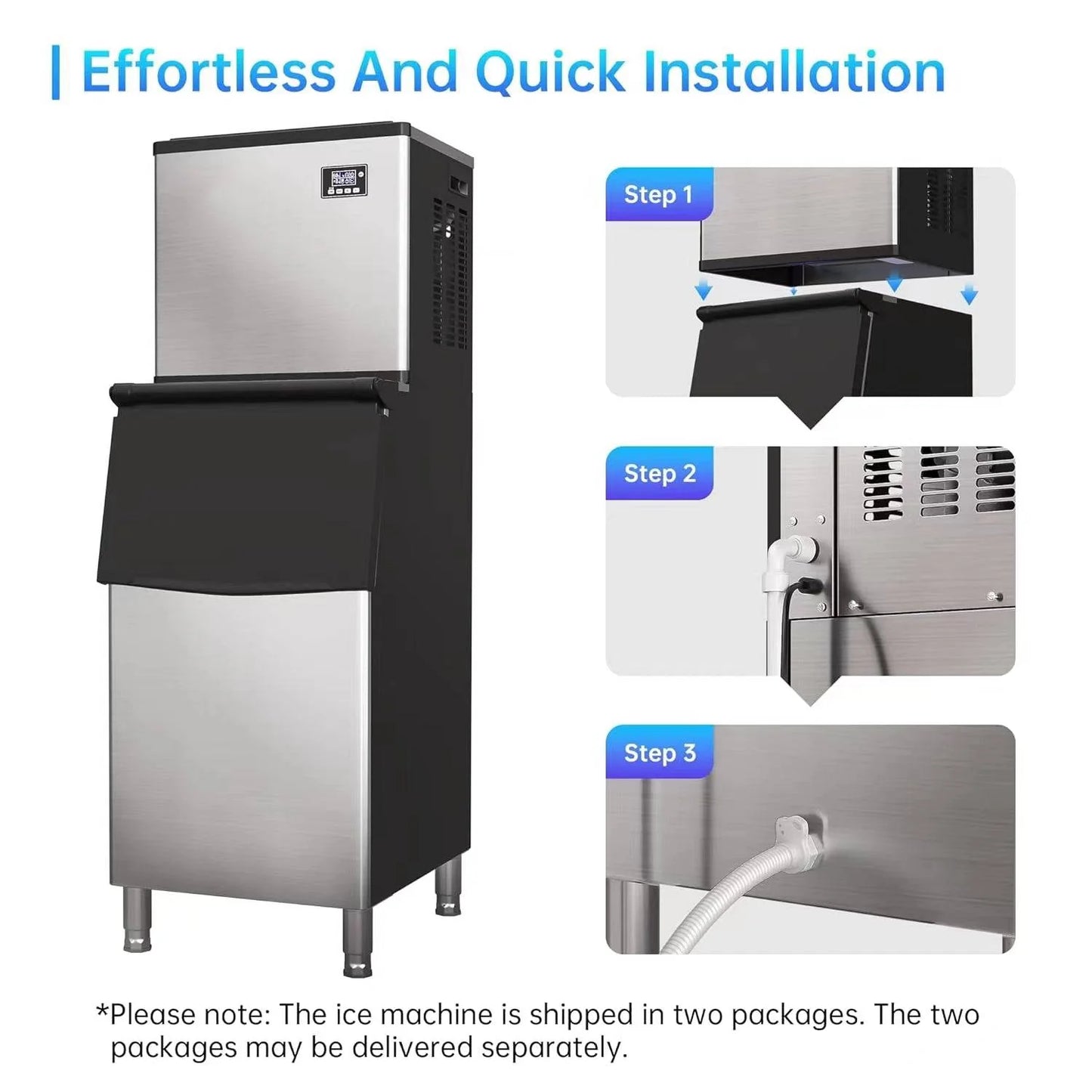 Wellcome split large commercial ice machine with daily output of 250/300 kg milk tea shop restaurant hotel ice machine - COOLBABY