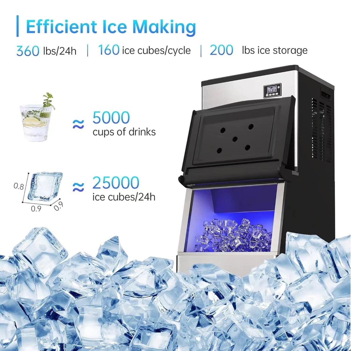 Wellcome split large commercial ice machine with daily output of 250/300 kg milk tea shop restaurant hotel ice machine - COOLBABY