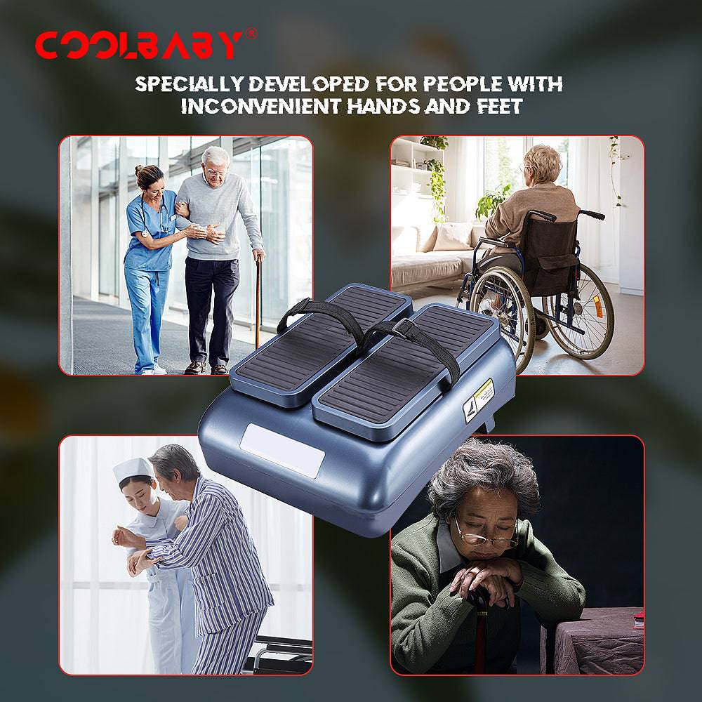 COOLBABY ZBJ01-BL Circulation Leg Exerciser Mini Seated Walking Machine with Two Gear Selection,Portable Indoor Office Rehabilitation - COOLBABY