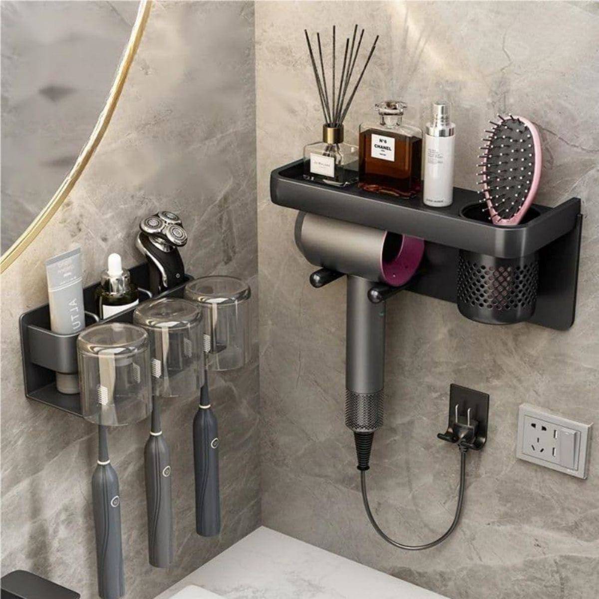 COOLBABY ZJJA120 Bathroom Hair Dryer Storage Rack - COOLBABY