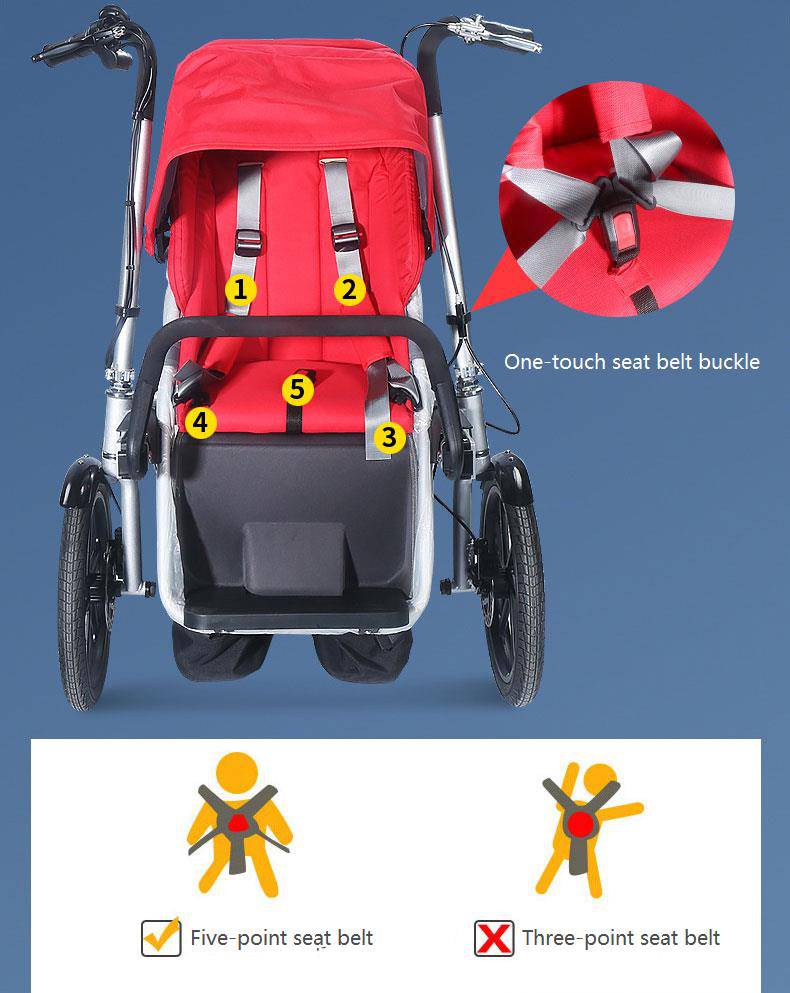 COOLBABY ZRW-QZC Parent-child Car, Double Bicycle, With Child Seat, Baby Car, Folding, Take Your Baby For Walk, Ride Instead Of Walk - COOLBABY