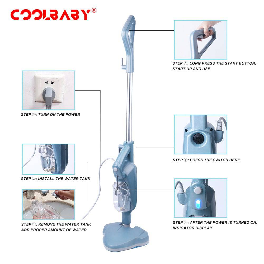 COOLBABY ZRW-TDJ Steam Mop-Hand-held Electric Cleaning And Mopping Machine, Multi-function, Removable, Sweeping, Mopping And Scrubbing - COOLBABY
