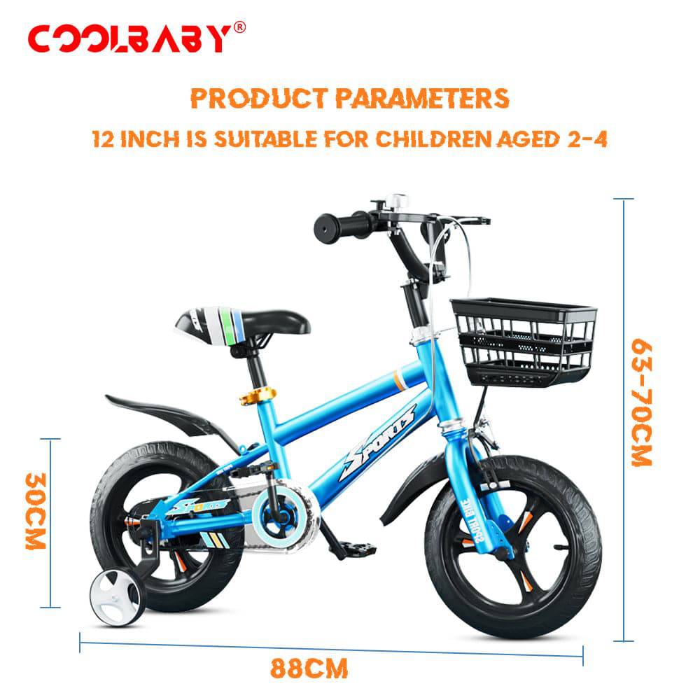 COOLBABY ZXC1688 Children's bicycle Plating 12-inch one-body wheel with training wheels and fenders 3-8 years old riding children bicycle gift - COOLBABY