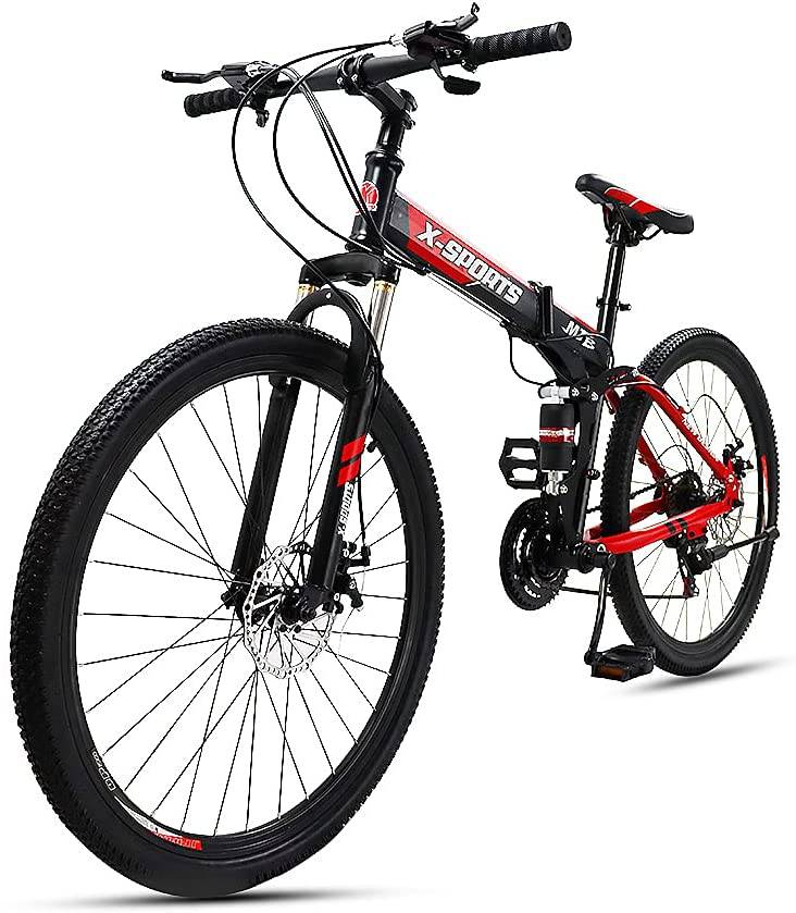 COOLBABY ZXCA1 Mountain Bike 26 Inch Folding Bike, Regular Double Knife Rings and 21 Speed Shifting, Skid Bike - COOLBABY