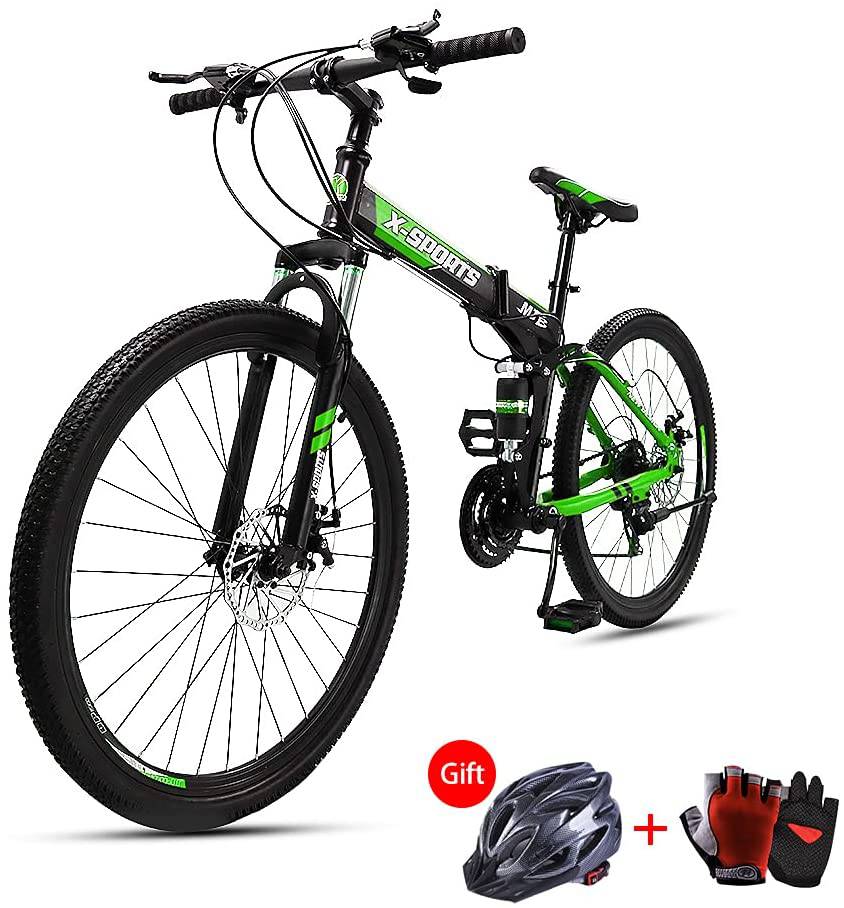 COOLBABY ZXCA1 Mountain Bike 26 Inch Folding Bike, Regular Double Knife Rings and 21 Speed Shifting, Skid Bike - COOLBABY