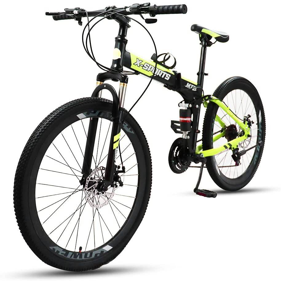 COOLBABY ZXCA3 Mountain Bike 26 inch Folding Bikes with Iron mountain frame, Featuring 40-knife rim and 21 Speed Shifter, Anti-Slip Bicycles - COOLBABY