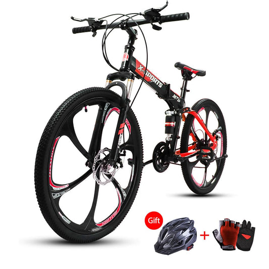 COOLBABY ZXCA5 Mountain Bike 26 inch Folding Bikes with Iron mountain frame, Featuring Magnesium alloy one-body wheel and 21 Speed Shifter - COOLBABY