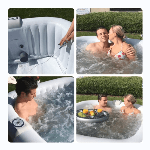 COOLBABY ZZR-SPA2 Popular Inflatable Hot Tubs, Round Shape Outdoor Spa Tubs Massage 4 Persons Garden Leisure Spa Hot Tub Inflatable - COOLBABY