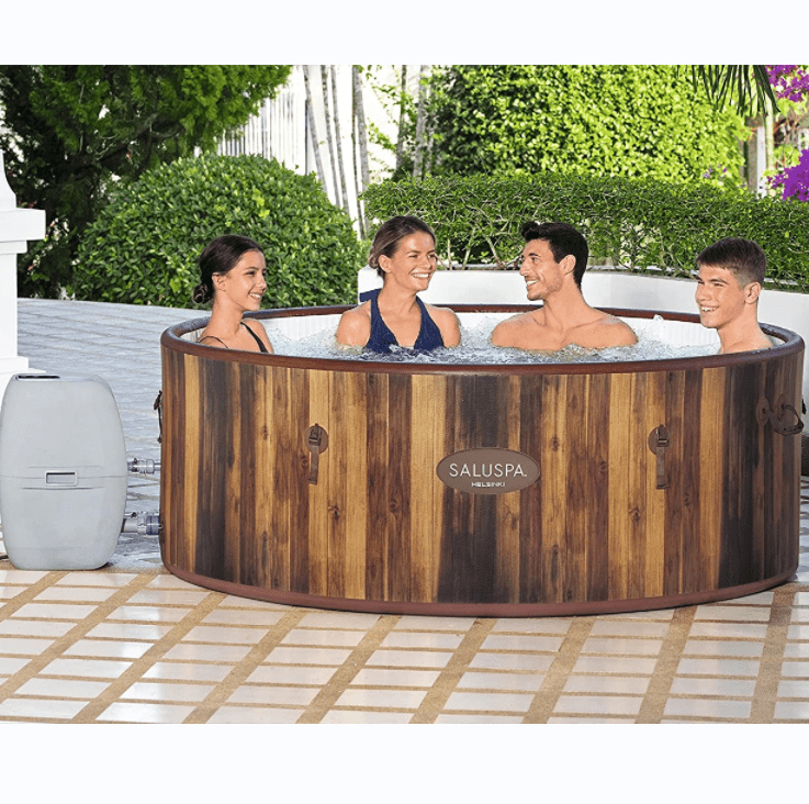 COOLBABY ZZR-SPA2 Popular Inflatable Hot Tubs, Round Shape Outdoor Spa Tubs Massage 4 Persons Garden Leisure Spa Hot Tub Inflatable - COOLBABY