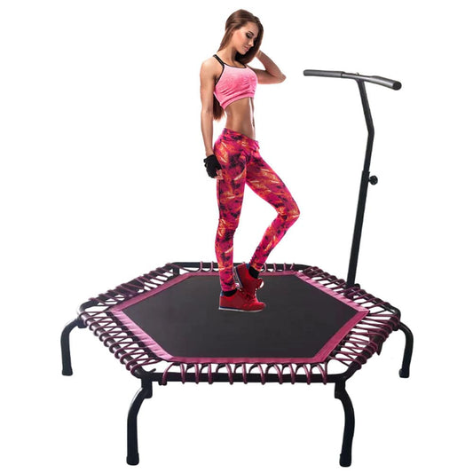 COOLBAY HC-48PK Foldable Mini Trampoline 48" Fitness Trampoline with Bungees/Adjustable Foam Handle, Stable & Quiet Exercise Rebounder for Kids Adults Indoor/Garden Workout - COOLBABY