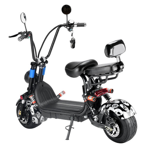 Small Harley two seat big tires with 1000w two wheels adult electric scooter motorcycle | Black Spider - COOLBABY