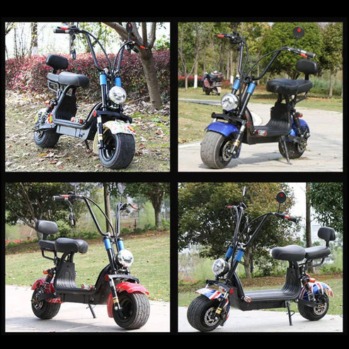 Small Harley two seat big tires with 1000w two wheels adult electric scooter motorcycle | Black Spider - COOLBABY