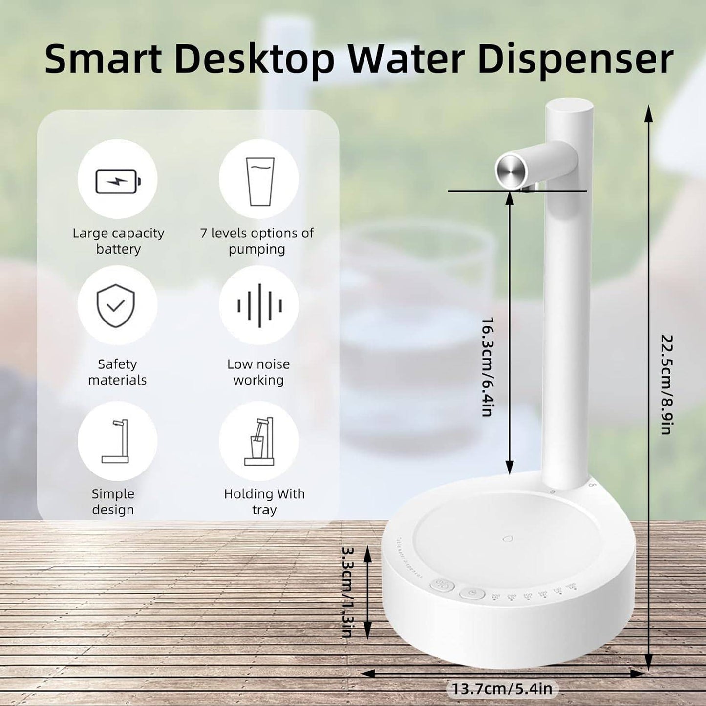 COOLBABY XQQ-ZDCSJ03 Electric Water Gallon Pump Automatic Water Bottle Pump Dispenser Desktop Rechargeable Water Pump Dispenser With Stand - COOL BABY