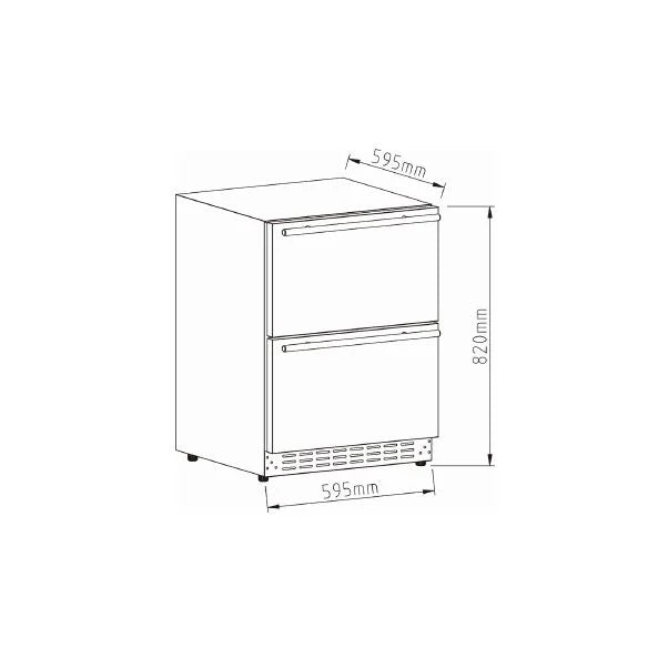 Built-In/Freestanding Indoor/Outdoor Drawer Fridge, 595 × 595 × 820 mm, Stainless Steel - COOLBABY