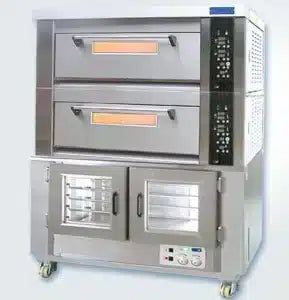 COOLBABY Commercial Electric Oven with Proofer | 2 Decks, 14 Tray Capacity | 15.7 kW Bakery Deck Oven - COOLBABY