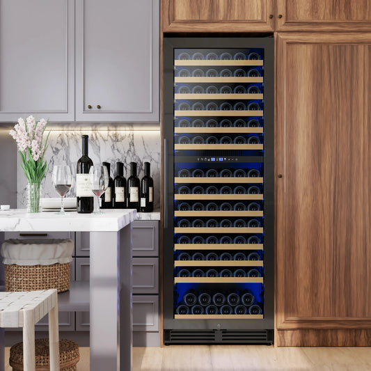 24-Inch Tall Dual Zone Wine Refrigerator -- 154-Bottle Cooler for Built-In or Freestanding Use