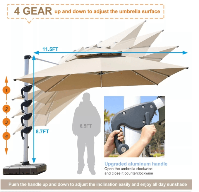 Garden Umbrella with Marble Base - COOLBABY