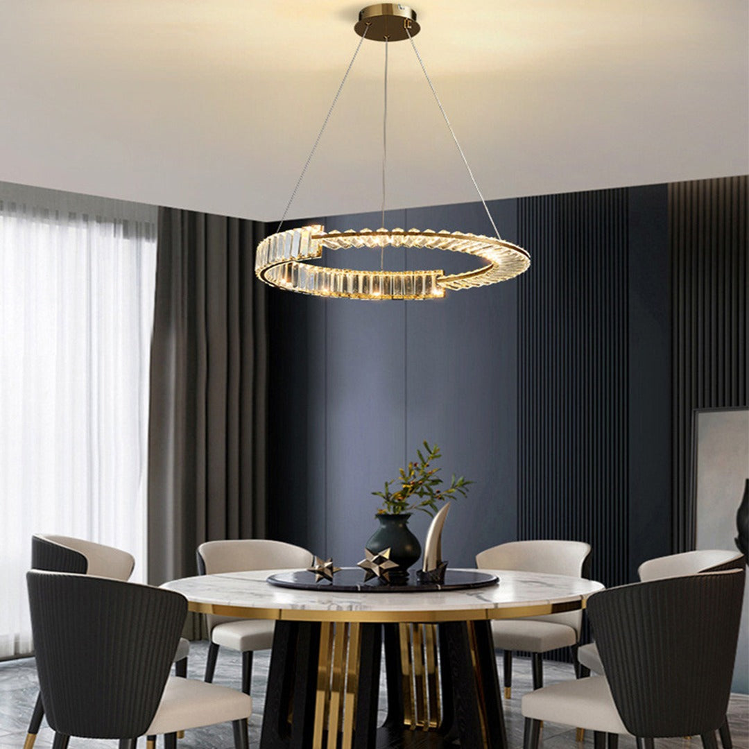 Titanium Gold K9 Crystal 48W - Stainless Steel Luxury Ceiling Light - Gold