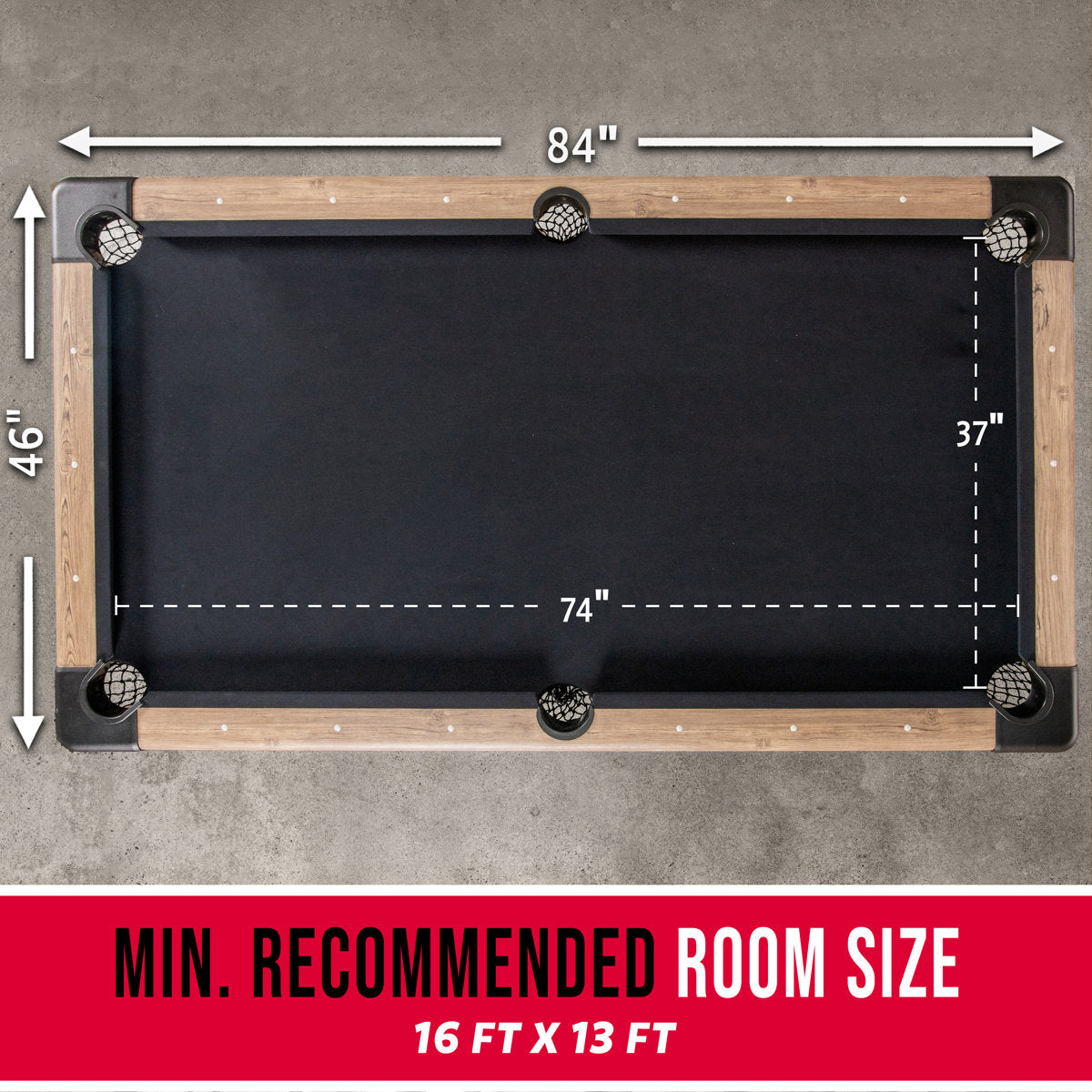 7ft Portable Pool Table - No Assembly Required Folding Billiard Table in Oak