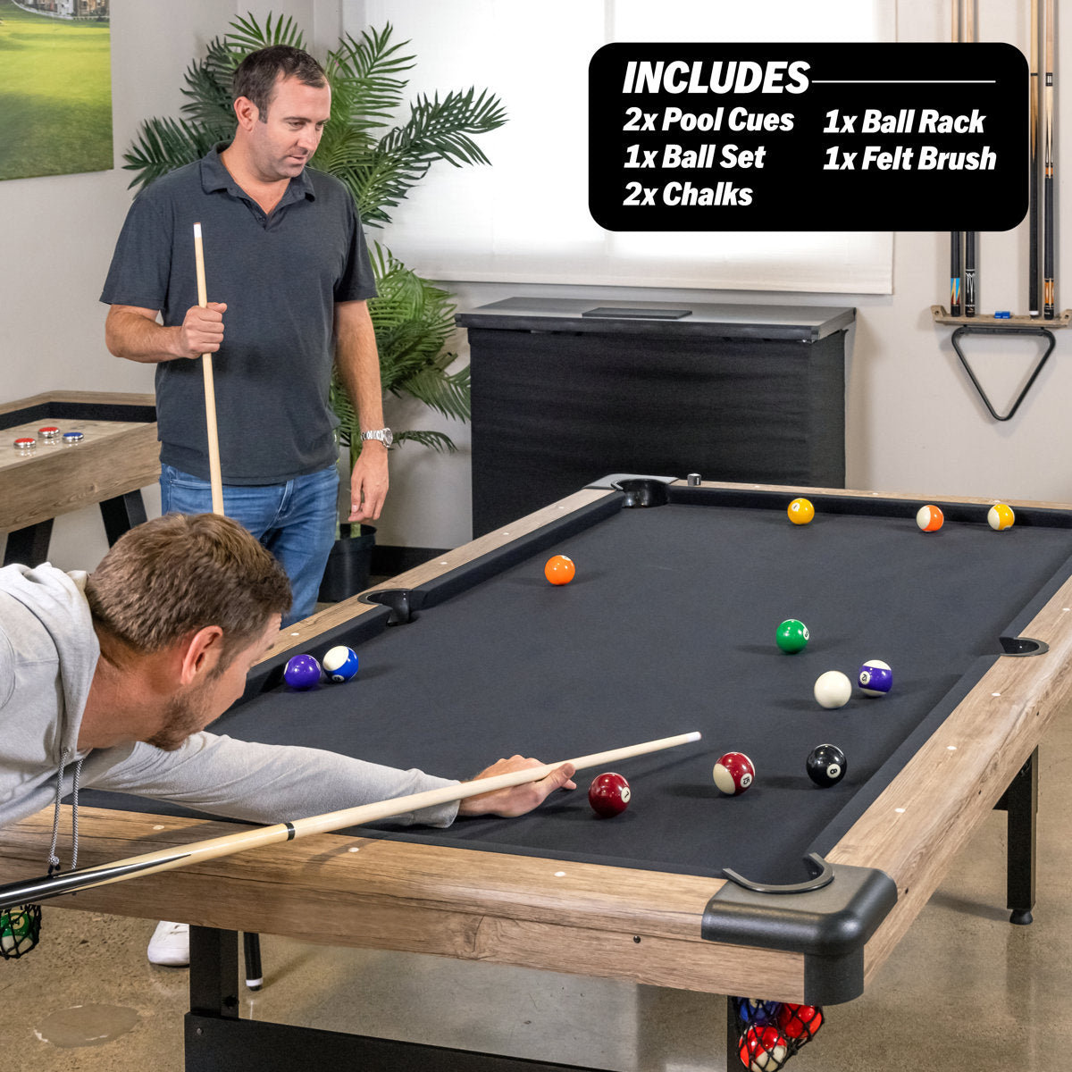 7ft Portable Pool Table - No Assembly Required Folding Billiard Table in Oak