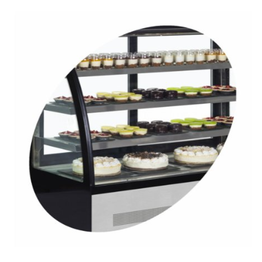 Curved Cake Display Showcase, 3 Shelves – 1500C3 - 220V/50HZ - COOLBABY