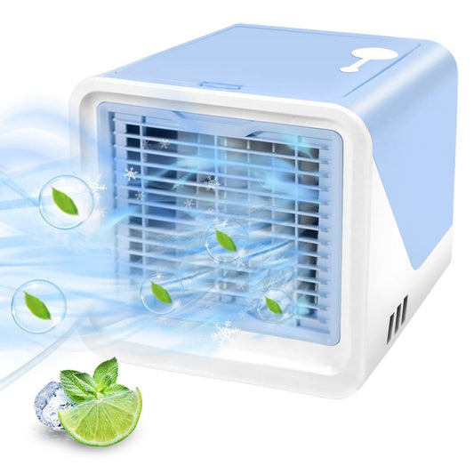 COOLBABY Portable Air Conditioner,Personal Air Cooler with 3-Speeds,Mini Air Conditioner with LED Light,Desktop Cooling Fan ,Suitable for Room Office,Blue - COOLBABY