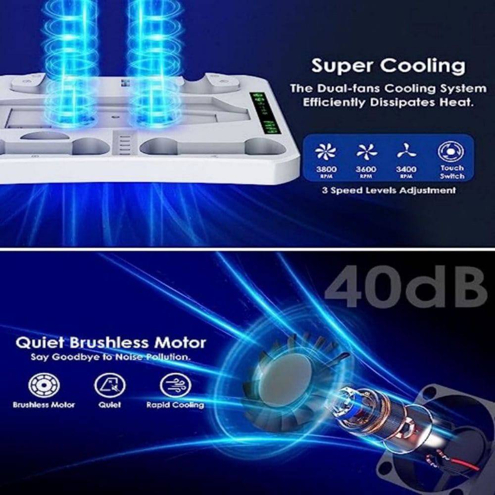 COOLBABY for PS5 Accessories Cooling Stand, PSVR2 Charging Station, Playstation VR2 Headset Headset Stand, Controller Charger Cooling Fan - COOL BABY