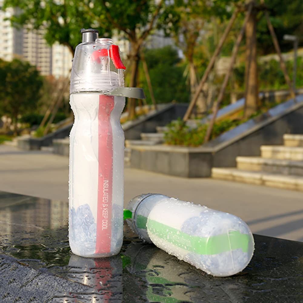 COOLBABY Outdoor Sports drink water Mist Bottle Spray Cup Portable Water Bottle Cold Insulation Double Creative Fitness Cup 500ML - COOL BABY