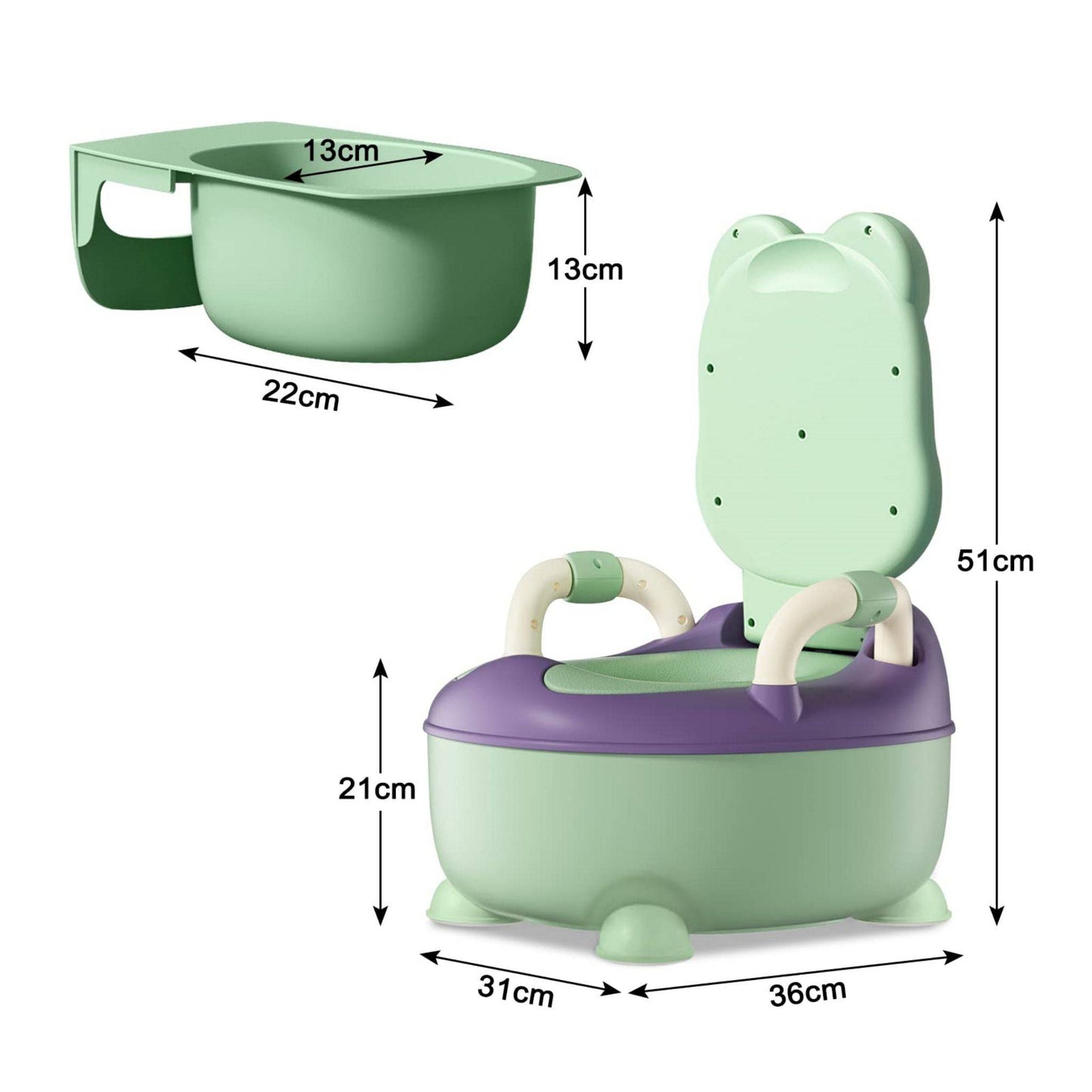 COOLBABY Potty Coach Baby Potty Training, Toddler Potty Chair With Lid and High Back Support Removable Potty Basin, Portable Children Travel Potty Outdoor Camping - COOL BABY