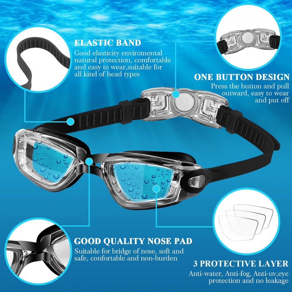 COOLOO 2 Pack Clear Swimming Goggles for Kids Boys Girls Teens 3-15 Years Old Anti-Fog Waterproof No Leak - COOL BABY