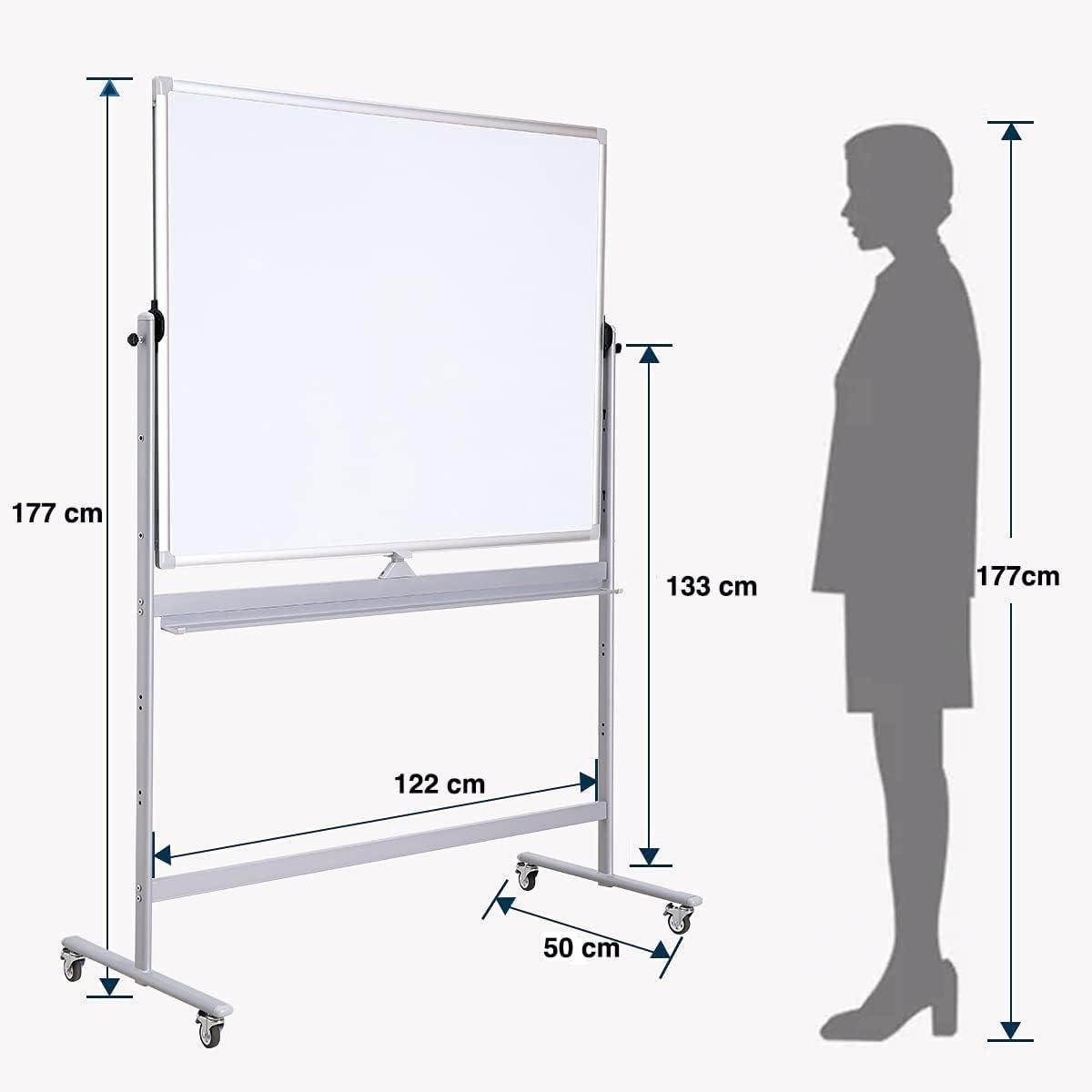 COOLBABY Large Size Rolling Whiteboard 90*120cm - Magnetic Whiteboard with Base Double Sided Adjustable Height Dry Erase Whiteboard - COOL BABY