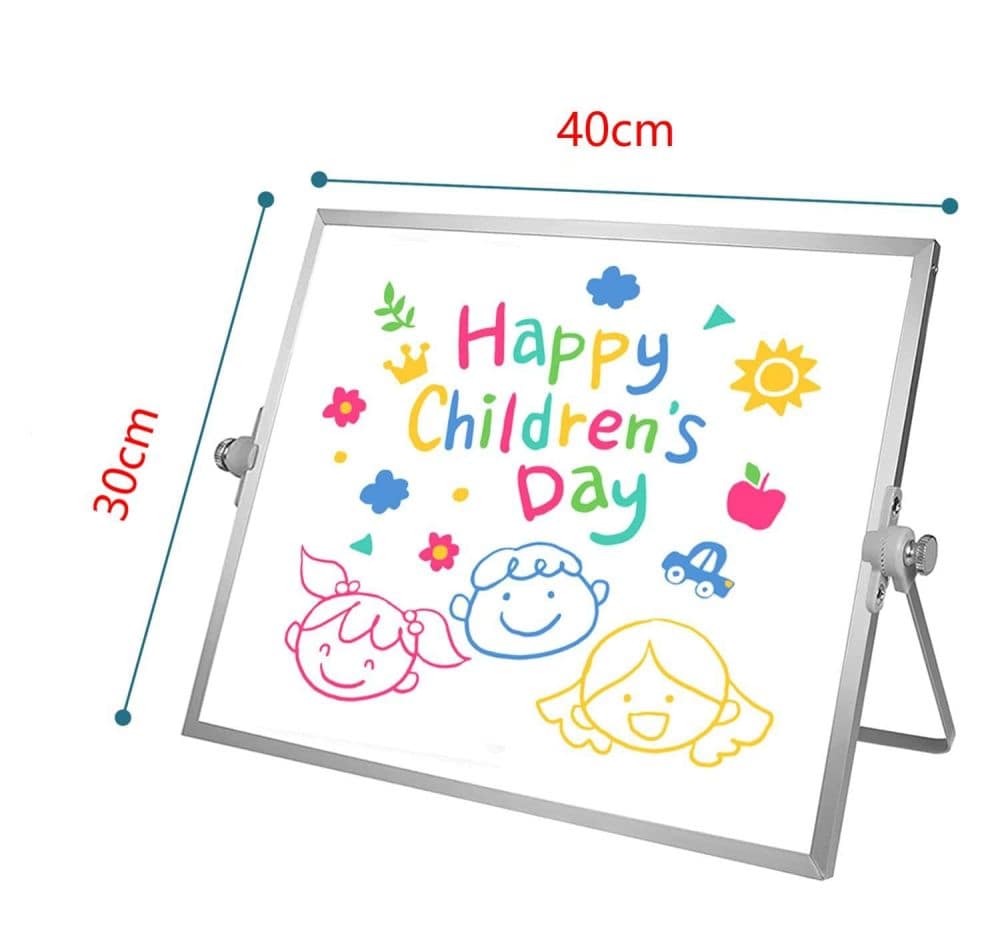 COOLBABY Small Whiteboard 40 * 30CM 8Markers, 4 Magnets, Eraser. Portable Double Sided Magnetic Desktop Whiteboard - COOL BABY