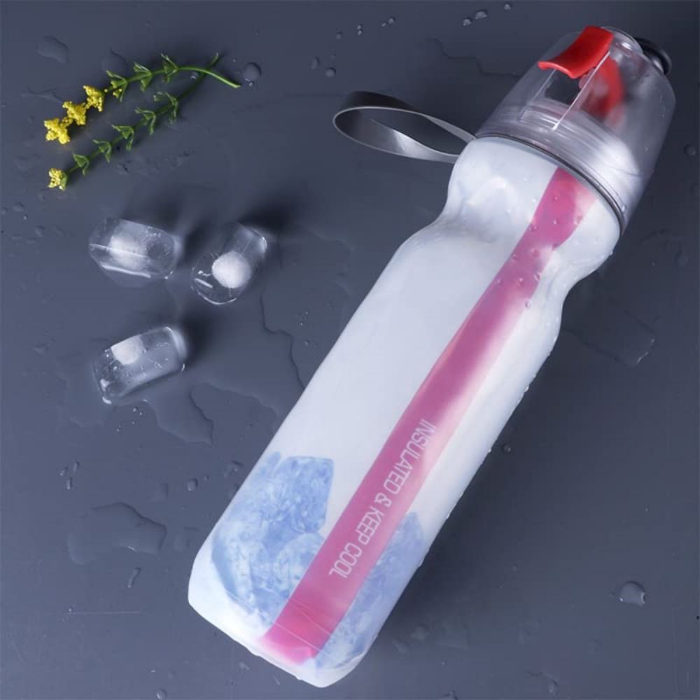 COOLBABY Outdoor Sports drink water Mist Bottle Spray Cup Portable Water Bottle Cold Insulation Double Creative Fitness Cup 500ML - COOL BABY