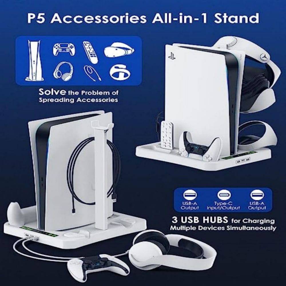 COOLBABY for PS5 Accessories Cooling Stand, PSVR2 Charging Station, Playstation VR2 Headset Headset Stand, Controller Charger Cooling Fan - COOL BABY