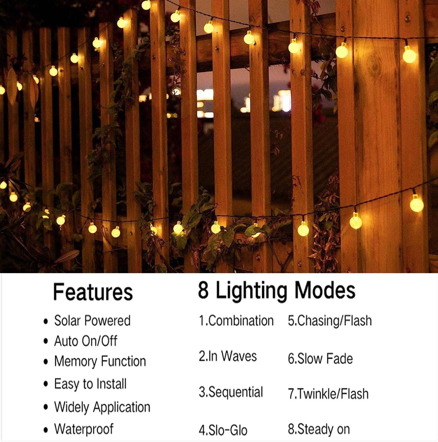 COOLBABY Upgraded Globe Solar String Lights, 39Ft 60 LED 8 Modes Waterproof Bulb Solar Fairy Patio Lights for Patio, Lawn, Porch, Gazebo, Bistro (Warm White) - COOL BABY