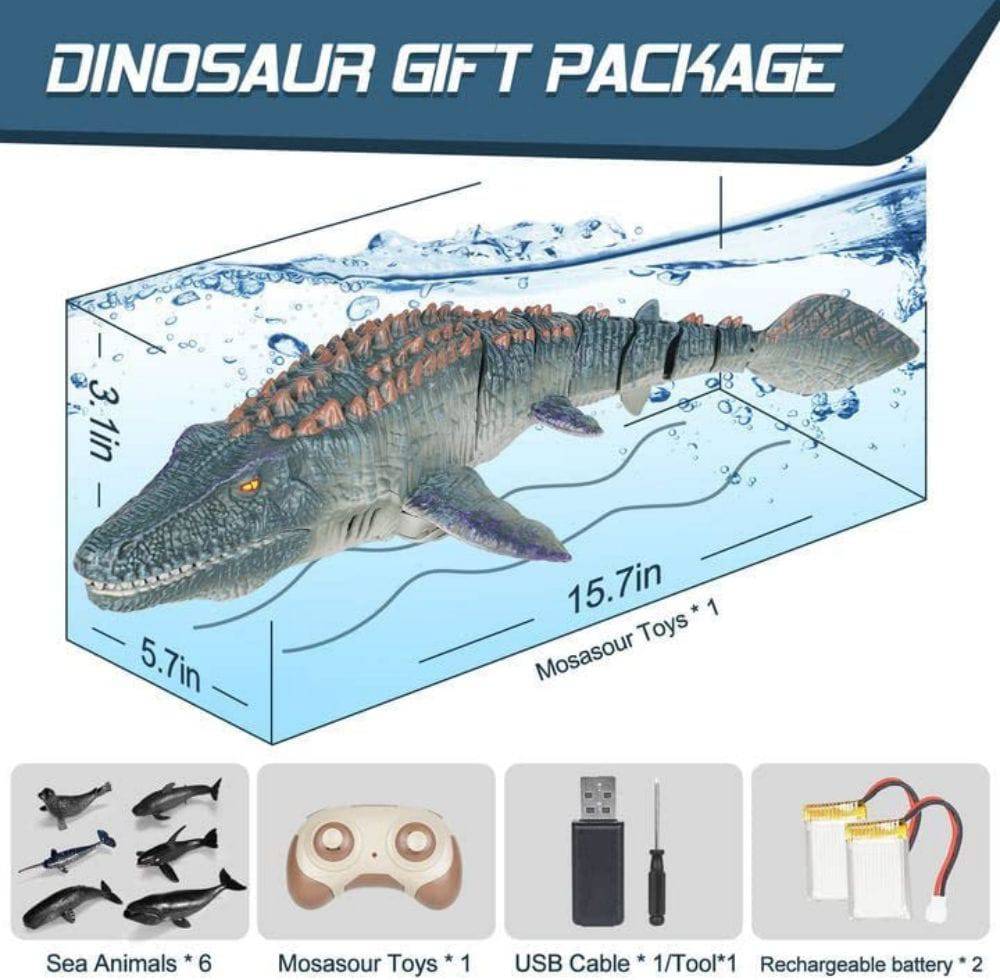 COOLBABY 2.4G Remote Control Mosasaurus Toys, Children's Pool Toys, Dinosaur Toys Suitable For Boys Over 3 Years Old - COOL BABY