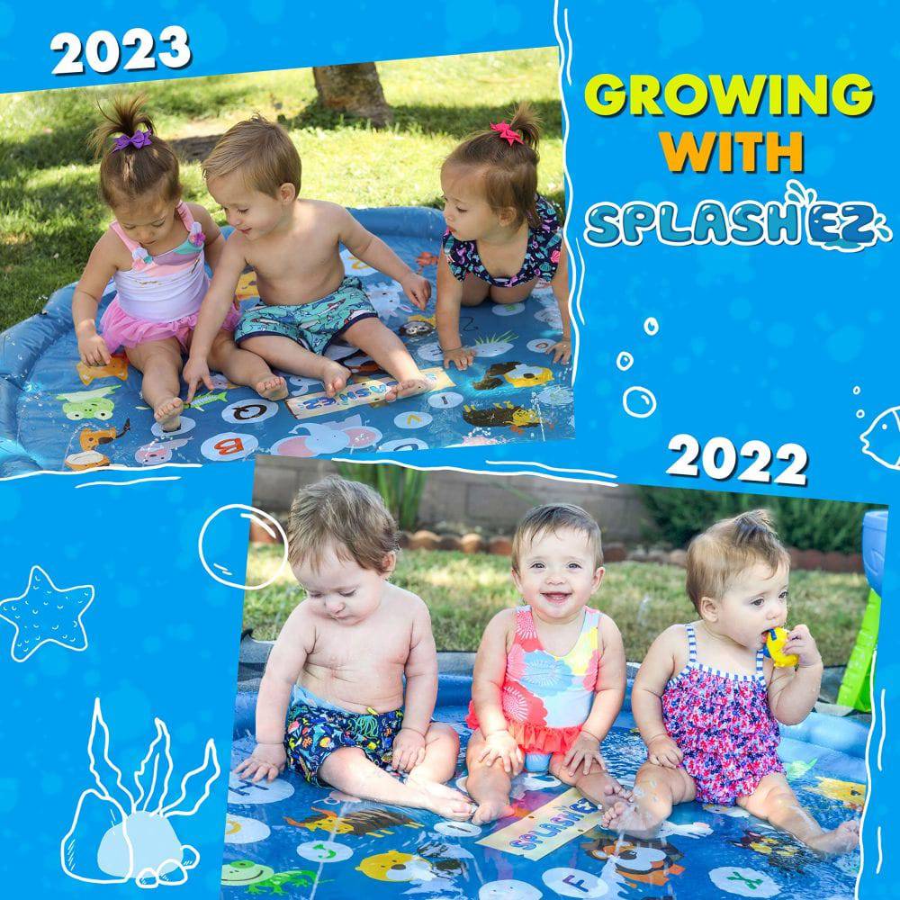 COOLBABY 3-in-1 Kids Sprayer, Splash Pad and Learning Wading Pool 60-Inch Inflatable Water Toy - COOL BABY