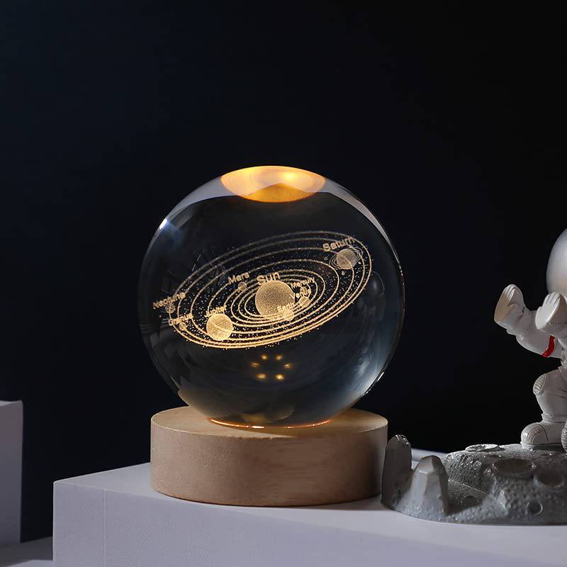 COOLBABY Solar System Crystal Ball Tabletop Small Night Light Ornaments Creative Glass Ball Ornaments Birthday Gift Graduation Gift - COOL BABY