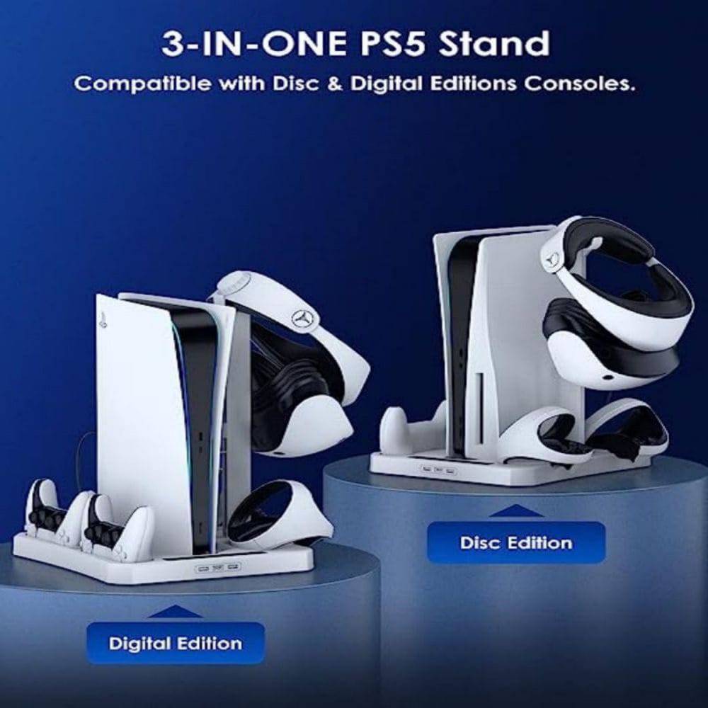 COOLBABY for PS5 Accessories Cooling Stand, PSVR2 Charging Station, Playstation VR2 Headset Headset Stand, Controller Charger Cooling Fan - COOL BABY