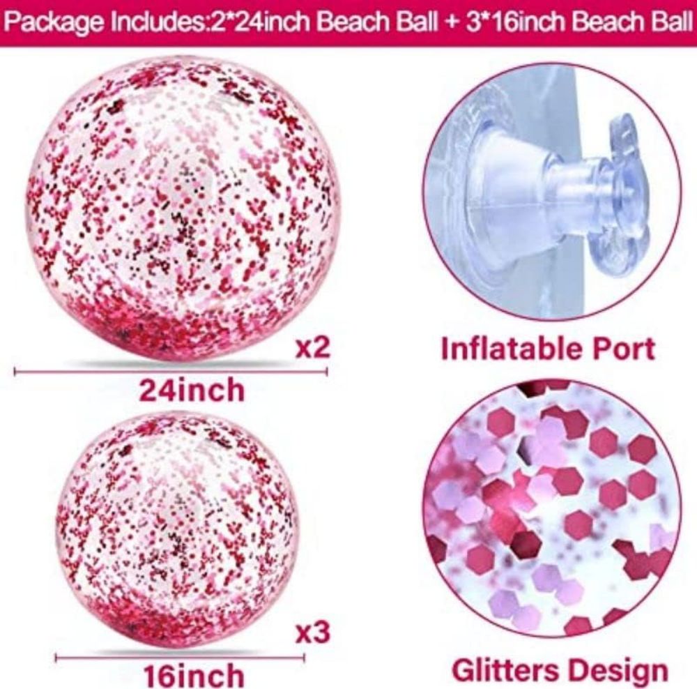 COOLBABY ZJJA17 5-Pack Glitter Sequin Beach Ball Set - COOL BABY