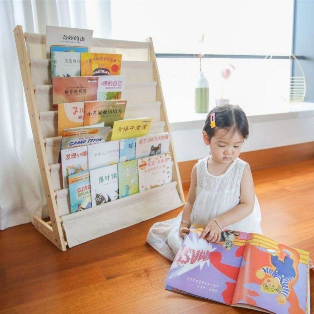 COOLBABY Small Bookshelf Children's Bookshelf Including Solid Wood Floor-To-Ceiling Bookcase Cartoon Storage Rack - COOL BABY