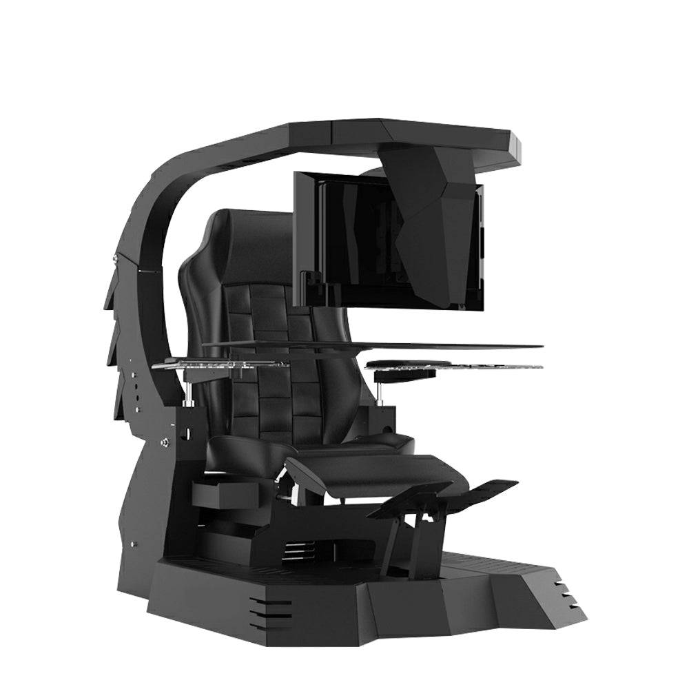 Ingrem Electric Massage Gaming Chair: Racing Cockpit Computer Workstation for 3 Monitors with Electrical Recline - COOLBABY