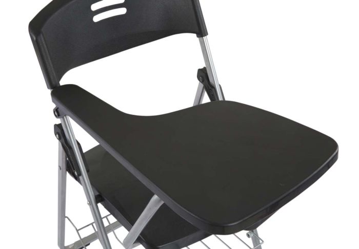 Student Chair Black, Folding Plastic Chair with Writing Table - COOLBABY