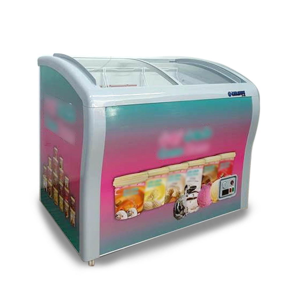 Chest Freezer 300L, Curved Glass Door