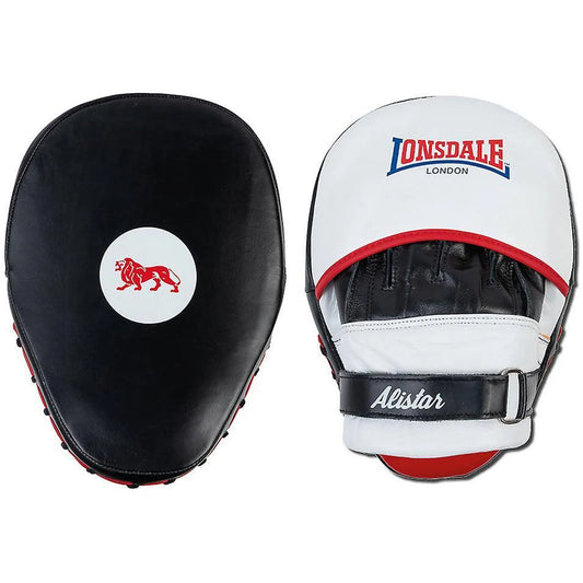 COOLBABY Lonsdale Winston Leather Boxing Gloves - Durable Cowhide Training Gloves in Black/White/Red - COOLBABY