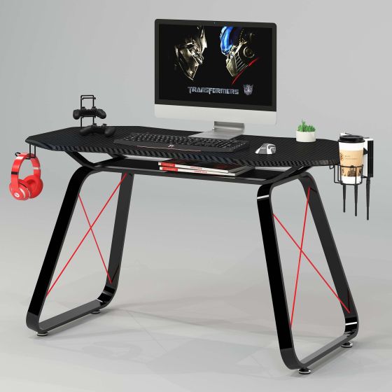 Carbon Fiber PVC & MDF Gaming Table - Black - COOLBABY